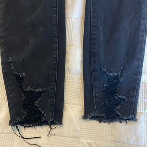 Pistola Raw Hem Lightly Distressed Ankle Black Jean